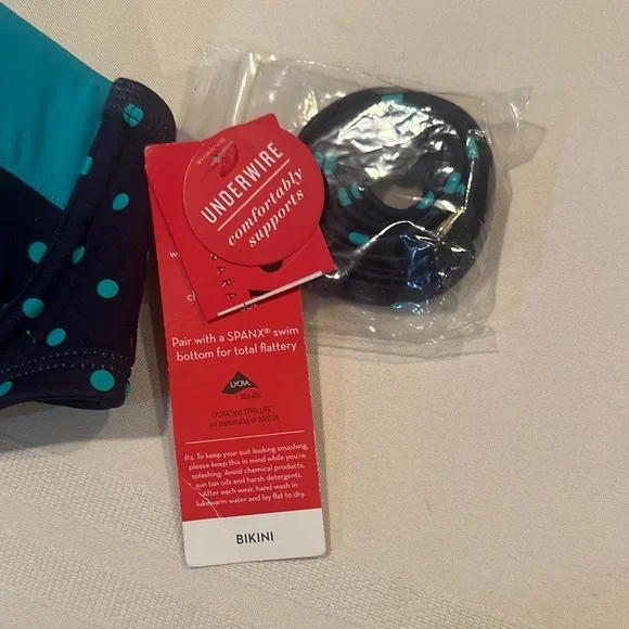 SPANX Polka Dot Underwire Bikini Top - Blue - Picture 2 of 4